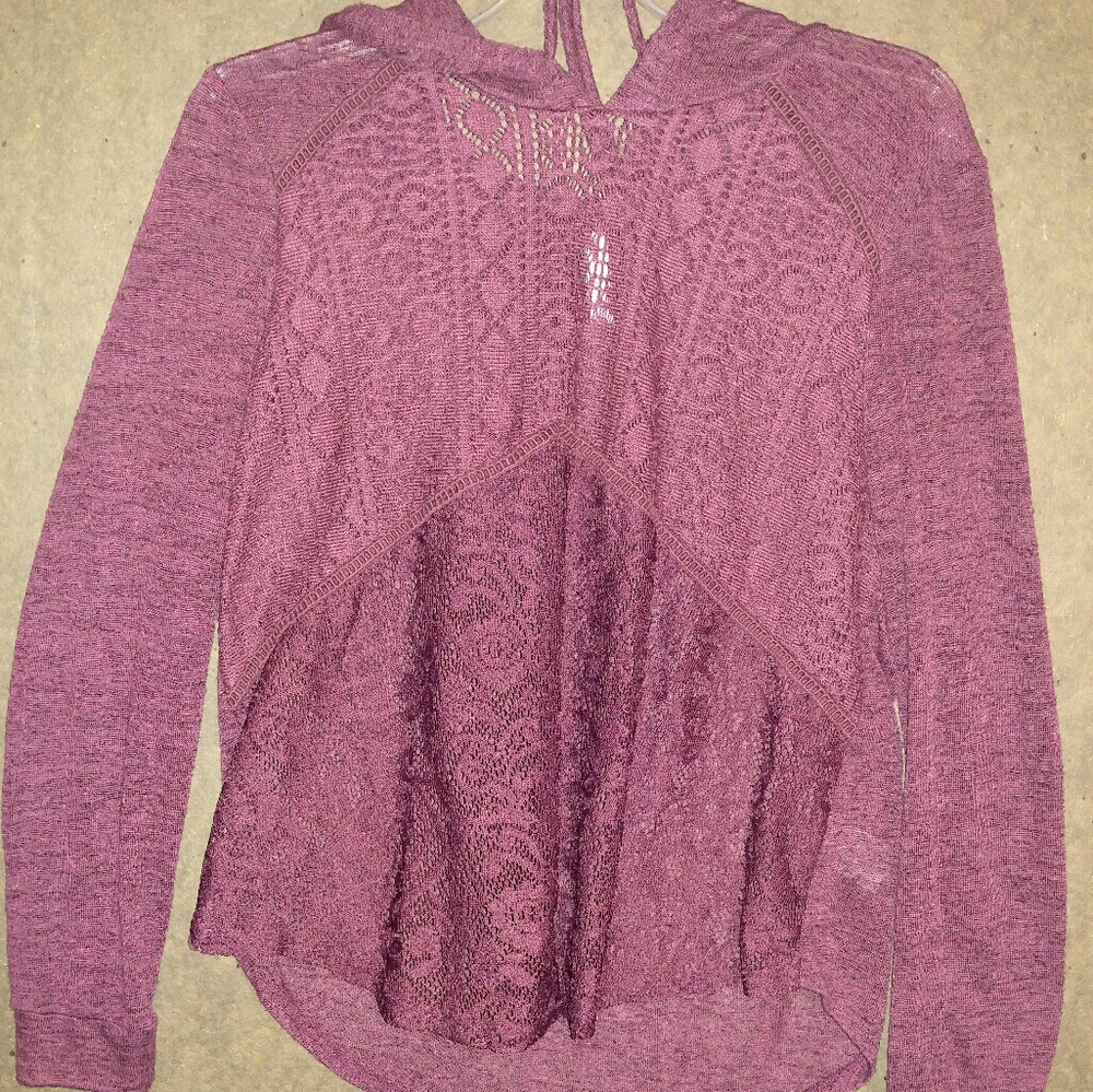 Beautiful! Long sleeve see thru lace hoodie